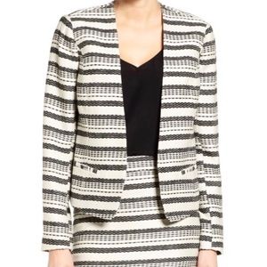 Halogen Nordstrom tweed striped open front blazer